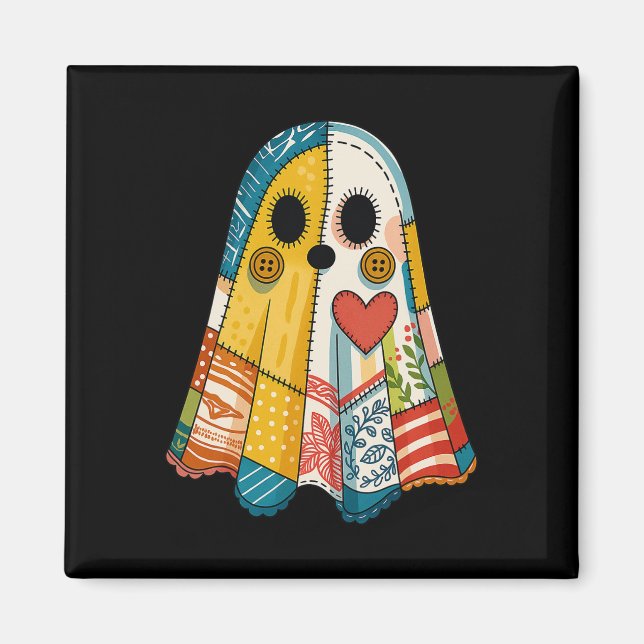 Hugvyn Halloween Patchwork Ghost Spooky Quilt Ghos Magnet (Vorne)