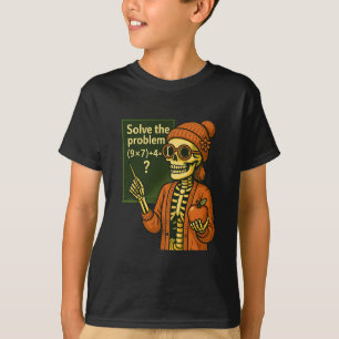 Hugvyn Halloween-Skelett Sechs Sieben 67 Meme Pemd T-Shirt