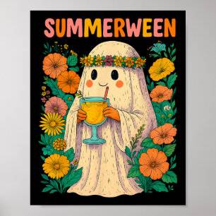 Hugvyn Halloween Summerween Retro Ghost Beach Spoo Poster