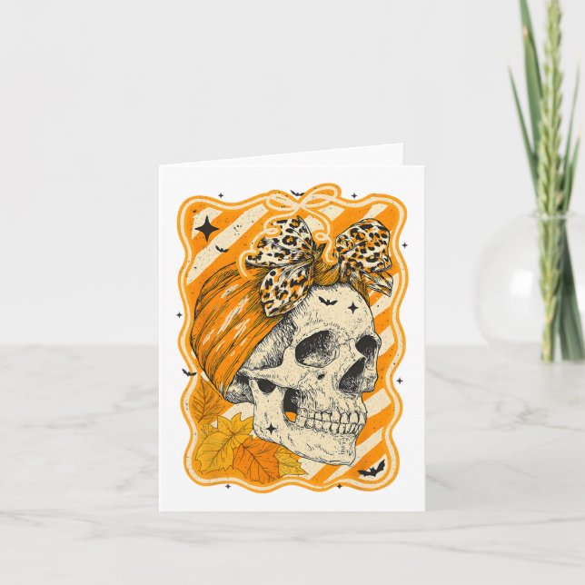 Hugvyn Herbst Herbst Sturzbauch Halloween Skelett Karte (Vorderseite)
