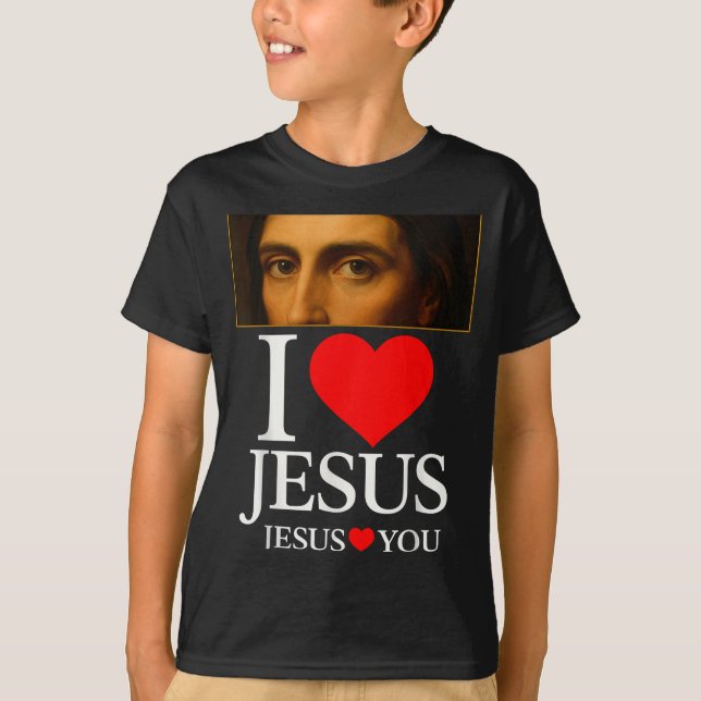 Hugvyn I Love Jesus I Heart Jesus Faith American C T-Shirt (Vorderseite)