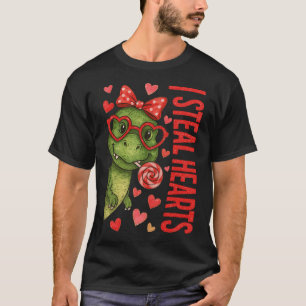 Hugvyn I Steal Hearts Jungen T Rex Valentine Dinos T-Shirt