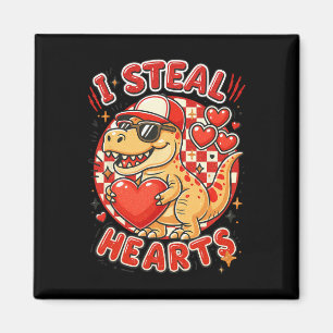 Hugvyn I Steal Hearts Valentinstag Jungen Dinosaur Magnet
