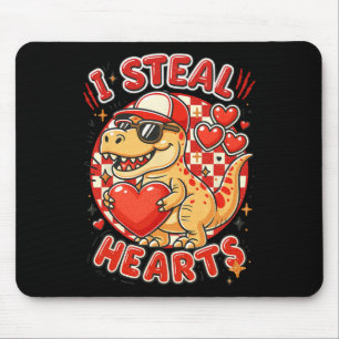 Hugvyn I Steal Hearts Valentinstag Jungen Dinosaur Mousepad