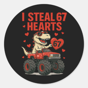 Hugvyn ich stehle 67 Herzen Valentinstag Dinosauri Runder Aufkleber