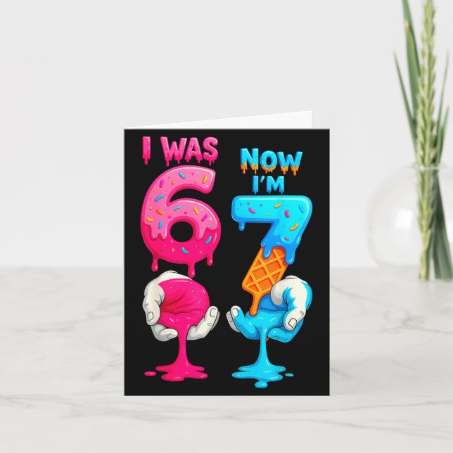 Hugvyn ich war 6 jetzt bin ich 7 Jahre alt Geburts Karte (Vorderseite)