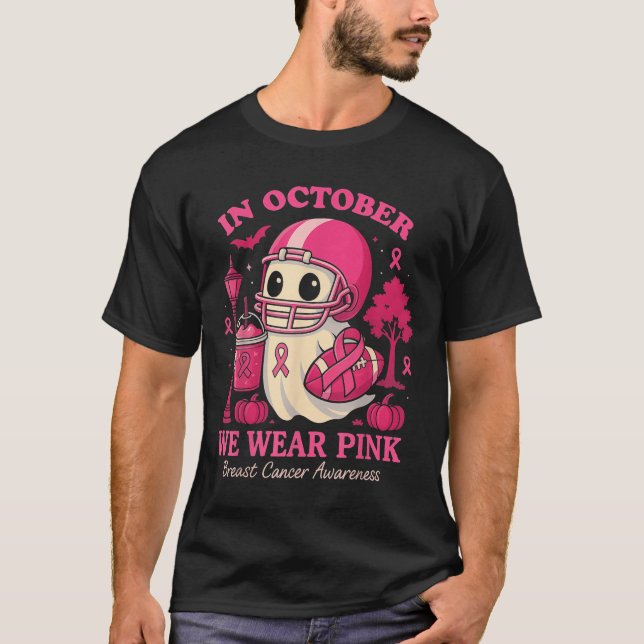 Hugvyn In October We Wear Nk Ghost Halloween Breas T-Shirt (Vorderseite)