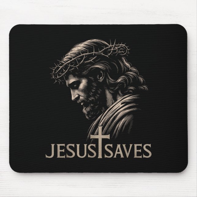 Hugvyn Jesus rettet minimalistischer christlicher  Mousepad (Vorne)