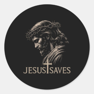 Hugvyn Jesus rettet minimalistischer christlicher Runder Aufkleber
