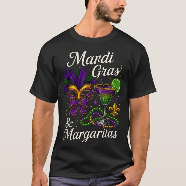 Hugvyn Mardi Gras And Margaritas Louisiana New Orl T-Shirt (Vorderseite)