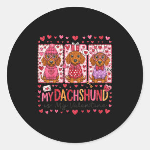 Hugvyn Mein Dachshund ist mein Valentins-Hund-Mama Runder Aufkleber