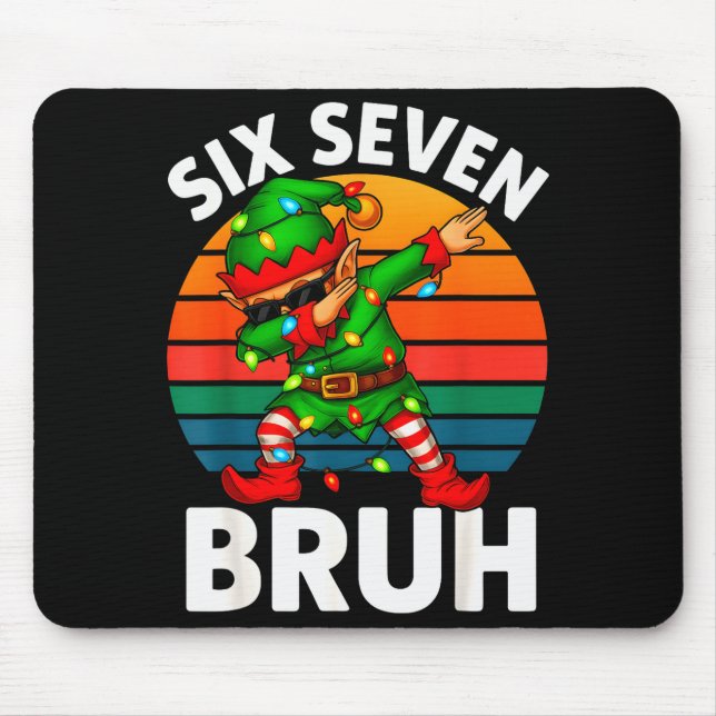 Hugvyn Six Seven 6 7 Meme Dabbing Elf Merry Christ Mousepad (Vorne)