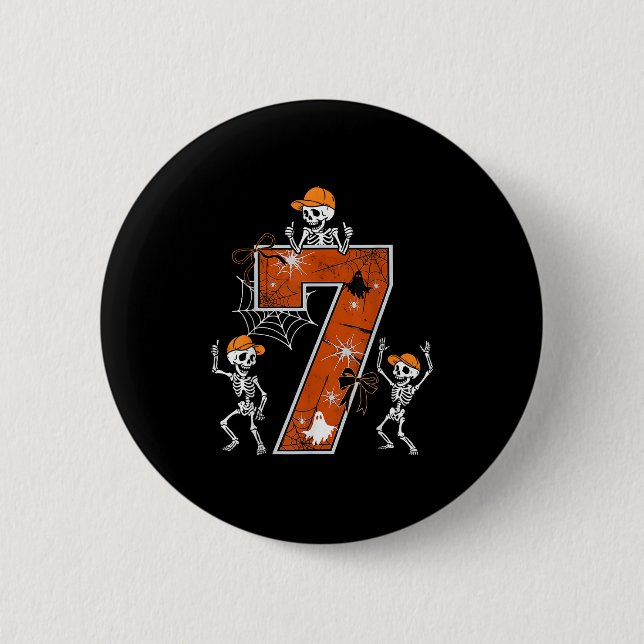 Hugvyn Six Seven Meme 6 7 Halloween Kostüm Tanzend Button (Vorderseite)