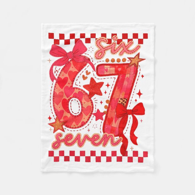 Hugvyn Six Seven Valentine 6 7 Meme Checkered Coqu Fleecedecke (Vorderseite)