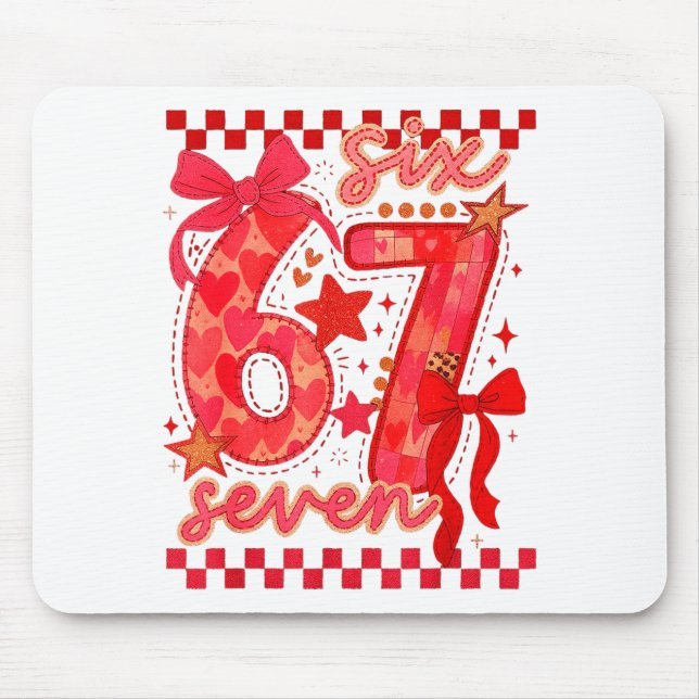 Hugvyn Six Seven Valentine 6 7 Meme Checkered Coqu Mousepad (Vorne)