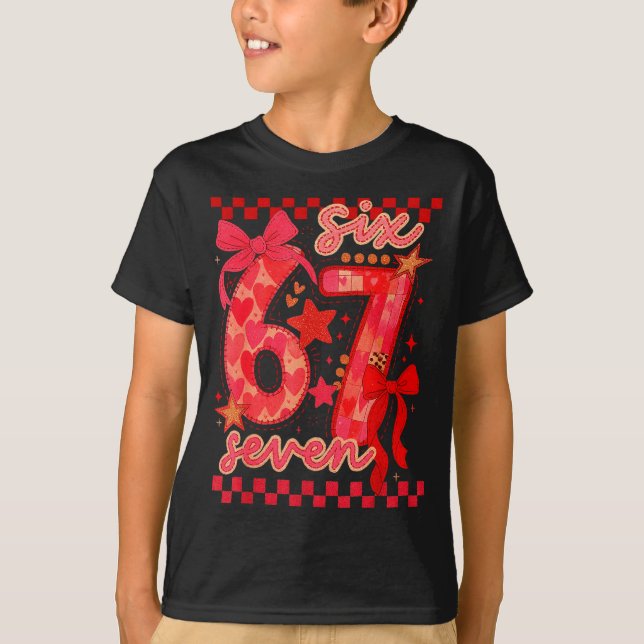 Hugvyn Six Seven Valentine 6 7 Meme Checkered Coqu T-Shirt (Vorderseite)
