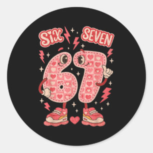 Hugvyn Six Seven Valentinstag Liebe 67 Preppy Coqu Runder Aufkleber