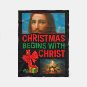 Hugvyn Weihnachten beginnt mit Christus Jesus Kreu Fleecedecke