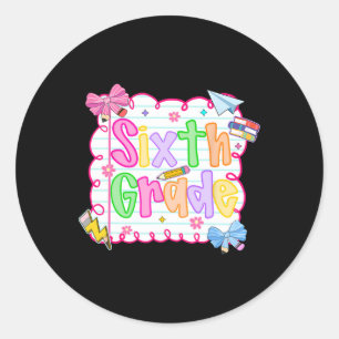 Hugvyn Zurück in die Schule Niedlicher, sechsköpfi Runder Aufkleber