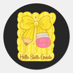 Hugvyn Zurück zur Schule Coquette Pencil 6. Klasse Runder Aufkleber