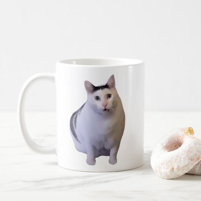Huh Cat Meme Tasse doppelseitig (Mit Donut)