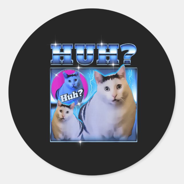 Huh Katze Lustige Katze Meme Seltsame Katze Bootle Runder Aufkleber (Vorderseite)