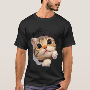 Huh Katzen-Meme Lustig Süße Verwirrte Katzenreakti T-Shirt