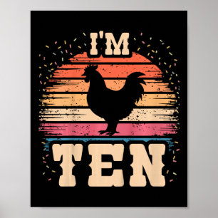 Huhn 10 Jahre alter Geburtstagsjunge Mädchen 10. H Poster