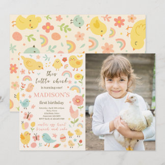 Huhn 1. Geburtstag Party Foto Einladung