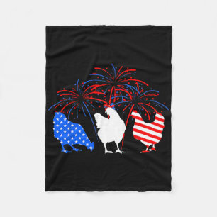 Huhn 4. Juli Feuerwerk American Flag Hühnchen Fleecedecke
