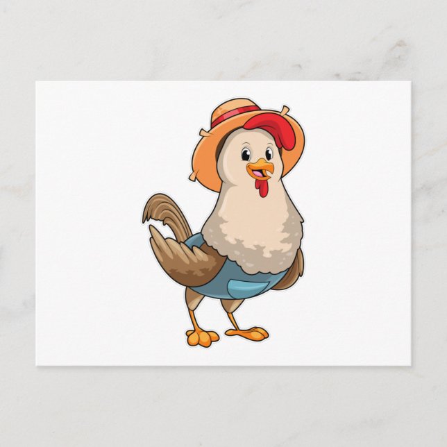 Huhn als Bauer mit Hut Postkarte (Vorderseite)