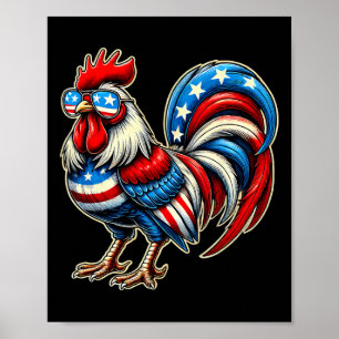 Huhn Amerikanische Flagge USA Bauer Lustig 4. Juli Poster