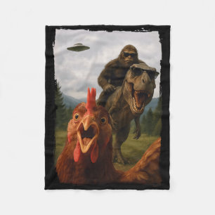 Huhn Bigfoot T-Rex Ufo Selfie Fleecedecke