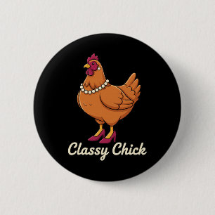 Huhn Cly Chick, ich bin das Huhn in Perlen Button