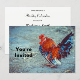 Huhn Colorful Rooster Foto Geburtstag Einladung