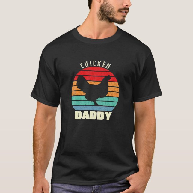 Huhn Daddy Poultry Vater Funny Farm Bauer Retro T-Shirt (Vorderseite)