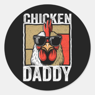 Huhn Daddy Rooster Bauer Sonnentag für Jung Runder Aufkleber