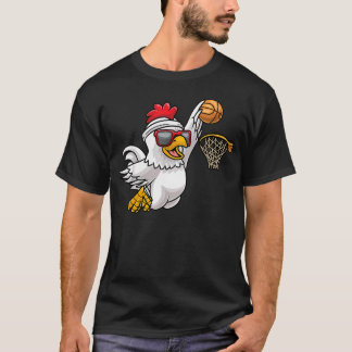 Huhn, das Basketballspieler spielt T-Shirt