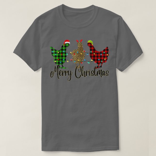 Huhn Frohe Weihnachten Red Green Kariert Leopard P T-Shirt (Design vorne)