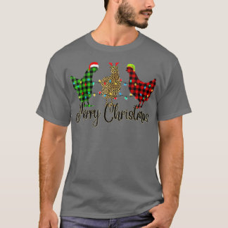 Huhn Frohe Weihnachten Red Green Kariert Leopard P T-Shirt