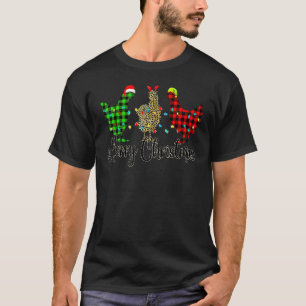Huhn Frohe Weihnachten Red Green Kariert Leopard P T-Shirt