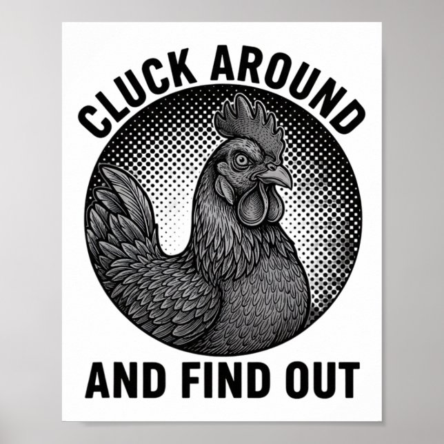 Huhn, gackern um Hahn Haltung  Poster (Vorne)
