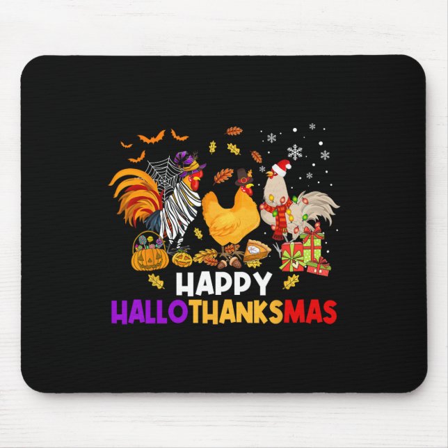 Huhn Halloween Frohes Hallothanksmas Herbst Chri Mousepad (Vorne)