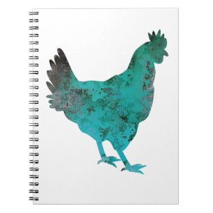 Huhn-Henne-aquamarines Blau auf weißem Hintergrun Notizblock