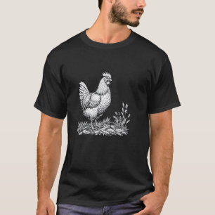 Huhn Henne Hahn Schwarz Grafik T-Shirt