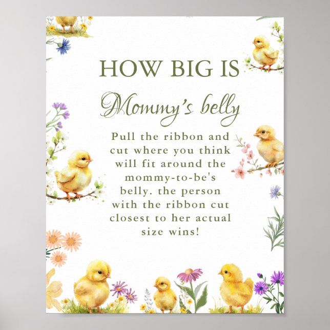 Huhn How Big is Mommy's Bauch Shower Game Poster (Vorne)