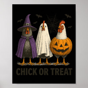Huhn Huhn oder Treat Lustiges Halloween-Kostüm wei Poster