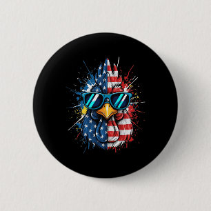 Huhn, ich bin der patriotische Hahn in kühlen Scha Button