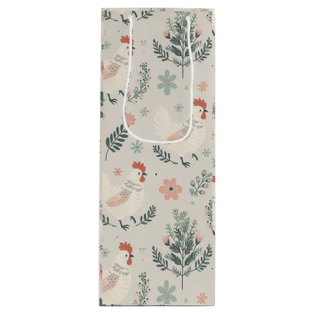 Huhn im Garten Geschenktüte Für Weinflaschen (Vorderseite)