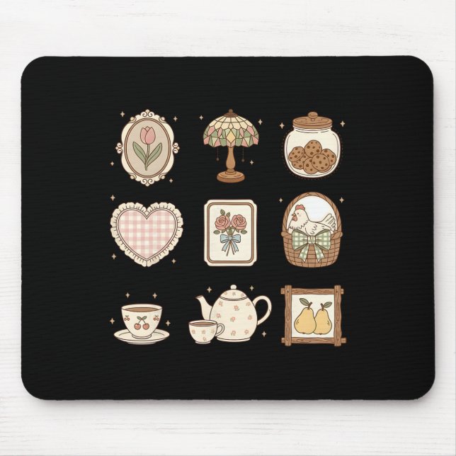 Huhn im Nest, Second-Hand-Oma-Core, Kokette Henne Mousepad (Vorne)
